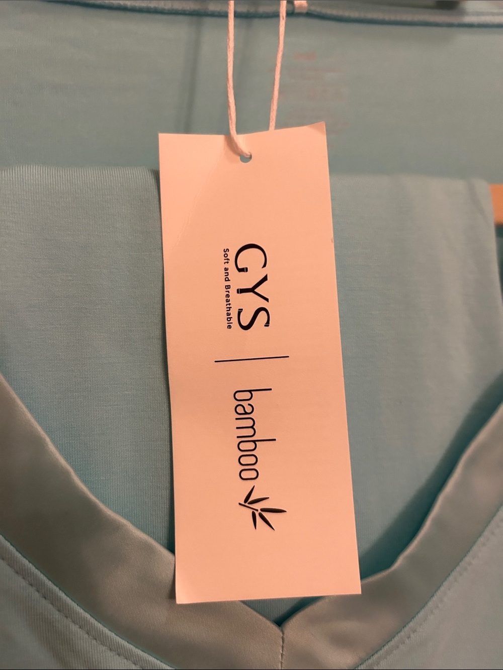 NWT GYS bamboo cotton turquoise V-Neck Sleep Top and Pant Set - Picture 2 of 6